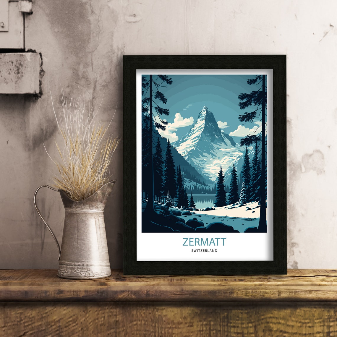 Zermatt Travel Print Switzerland Switzerland Poster Zermatt Poster Travel Poster Zermatt Print Switzerland Print Wall Art Zermatt - Image 2