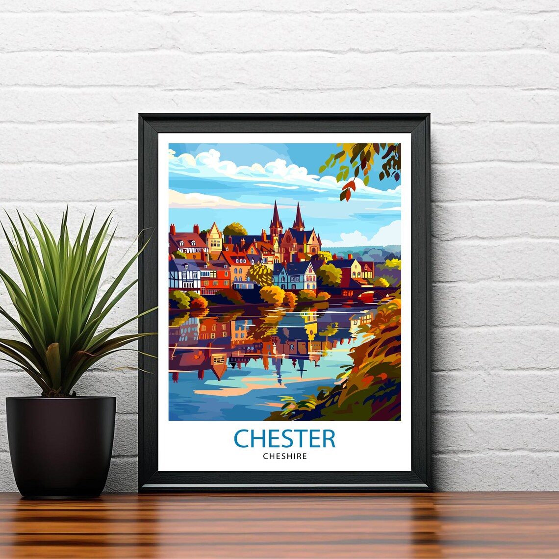 Chester England Travel Poster, UK City Wall Decor - Image 2