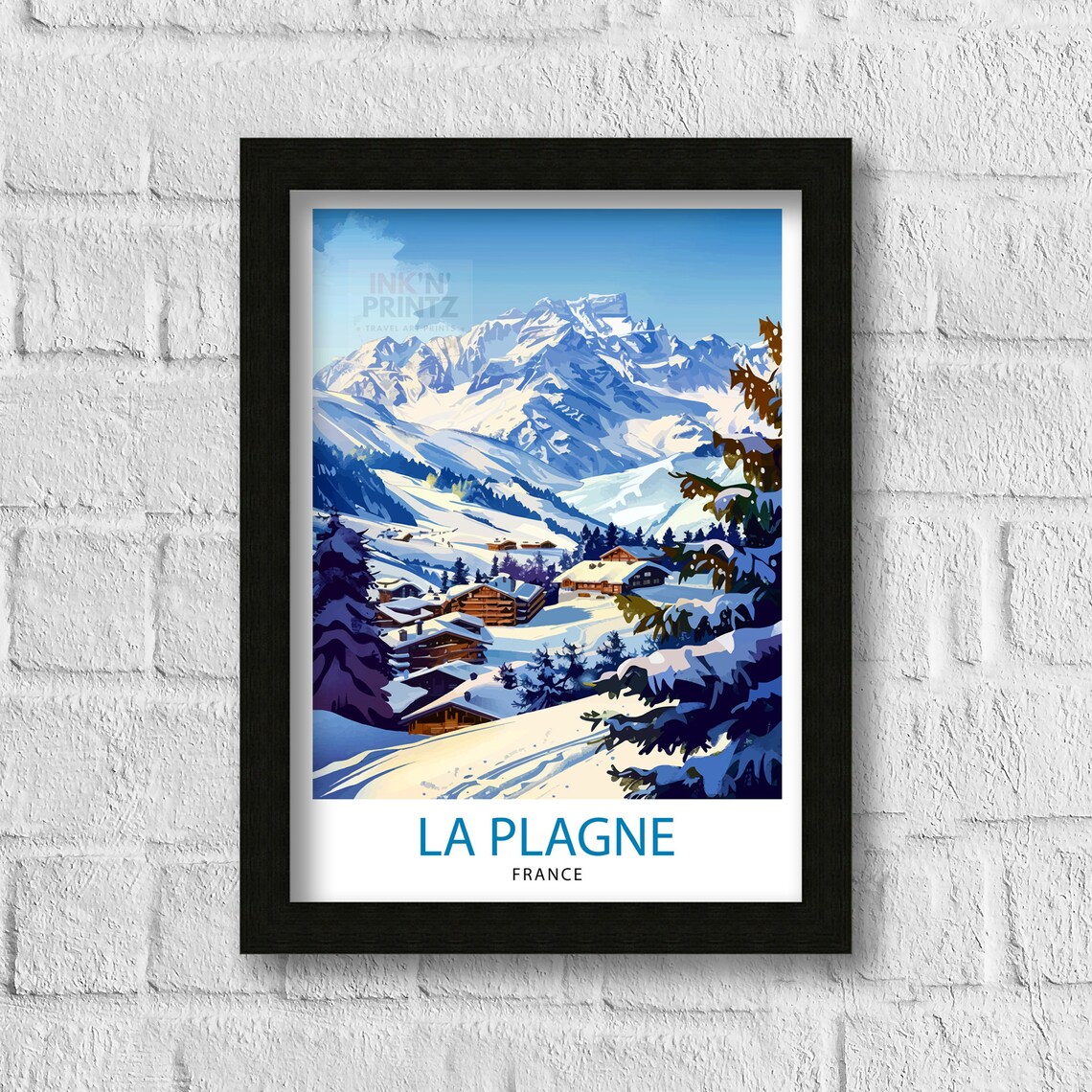 La Plagne France Travel Print Wall Decor La Plagne Wall Decor La Plagne Home Living Decor La Plagne Illustration Travel Poster Gift For - Image 3