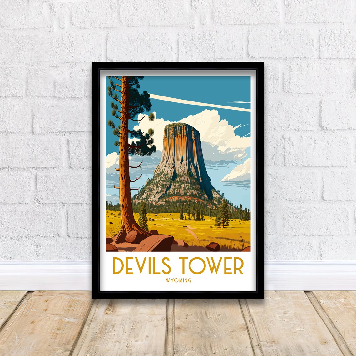Devils Tower Wyoming National Monument Rock Pillar Travel Poster - Image 3
