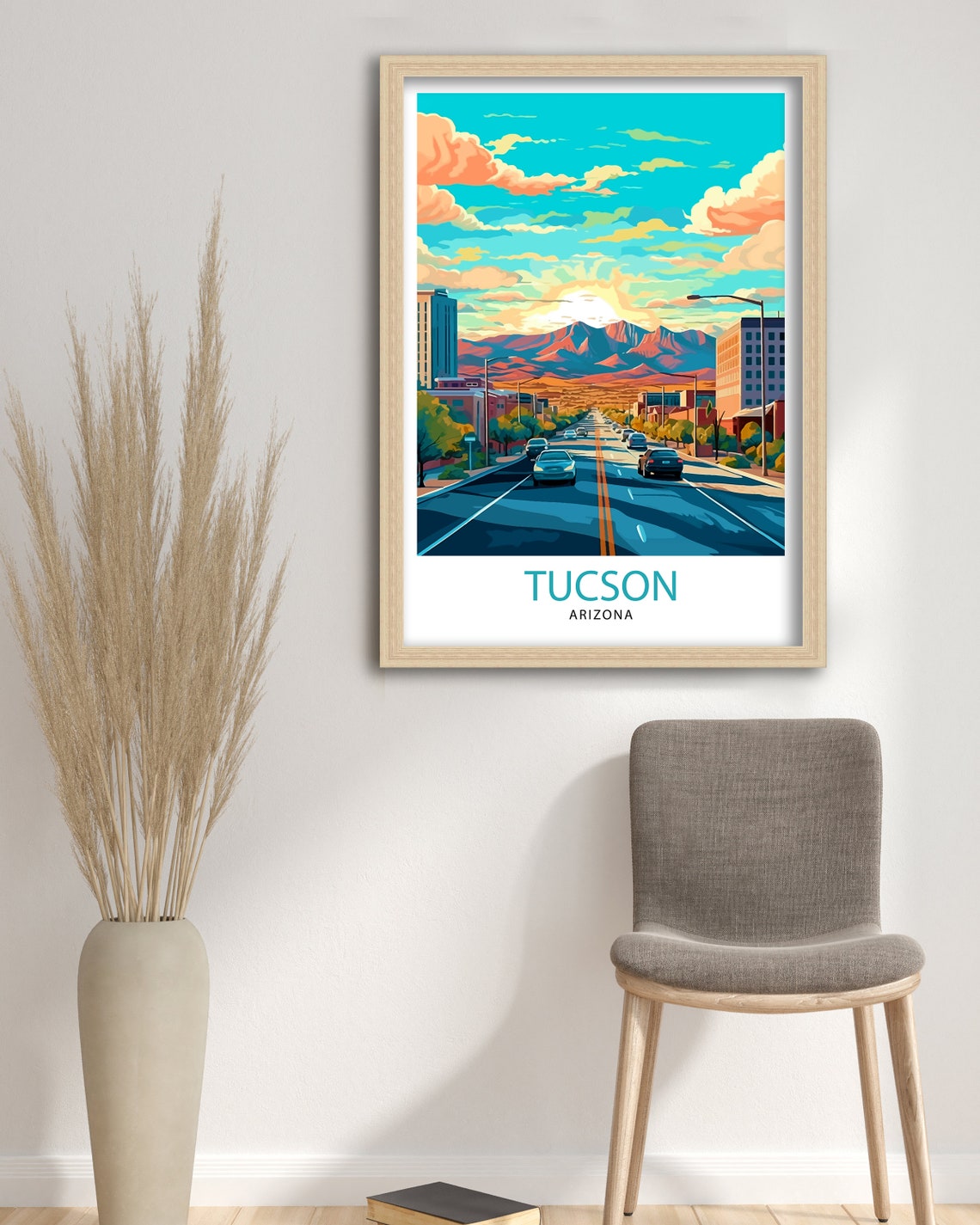 Tucson Arizona Downtown Street Mountains Sunset Clouds Poster - Image 3