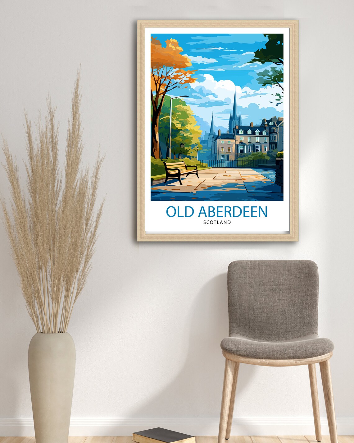 Old Aberdeen Scotland Historic Park Square Spires Travel Poster - Image 3