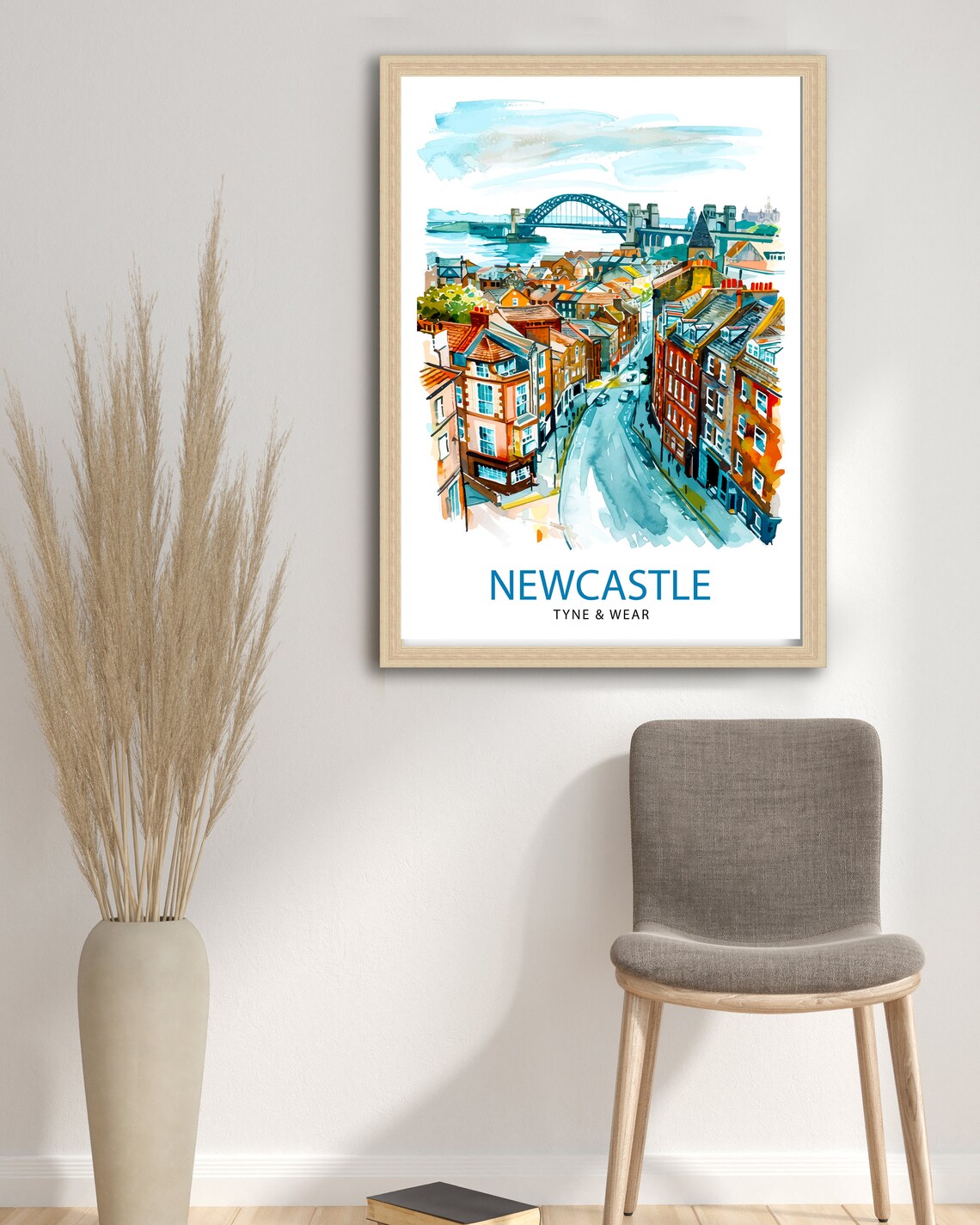 Newcastle Travel Poster, UK Place Wall Decor - Image 2