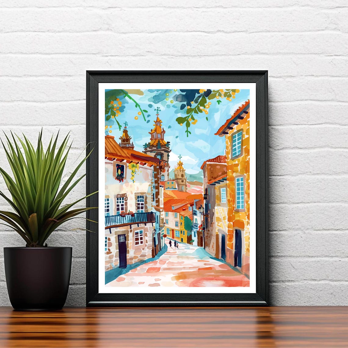 Santiago de Compostela Historic Cathedral Old Town Street Poster - Image 3