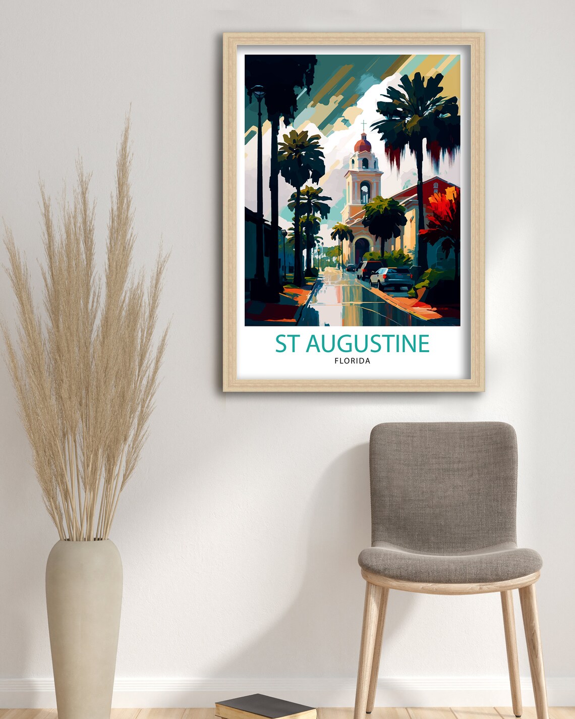 St Augustine Florida Historic Palm Street Spanish Mission Travel Poster - Image 3
