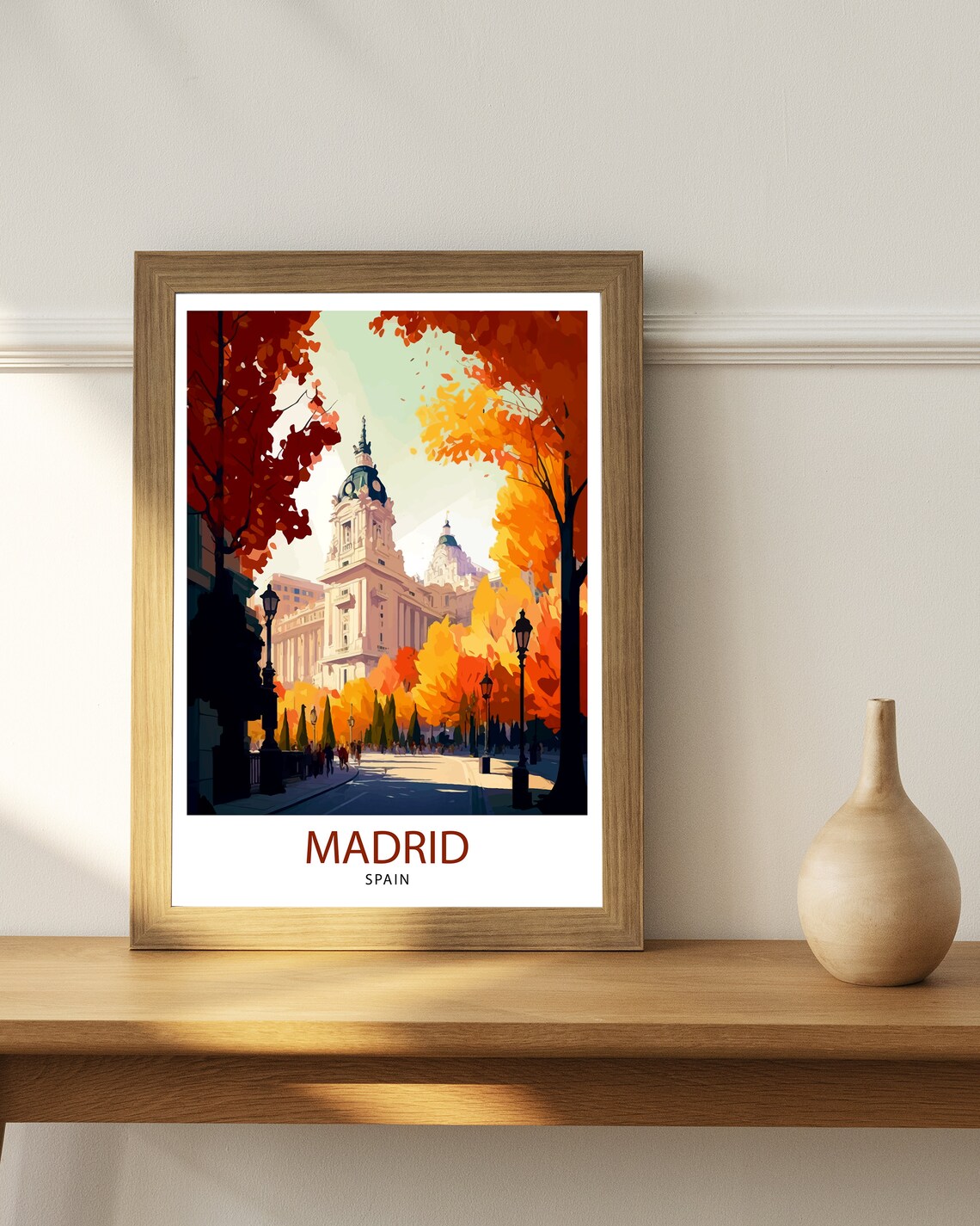 Madrid Spain Autumn Trees Grand Palace Vintage Travel Art Poster - Image 3