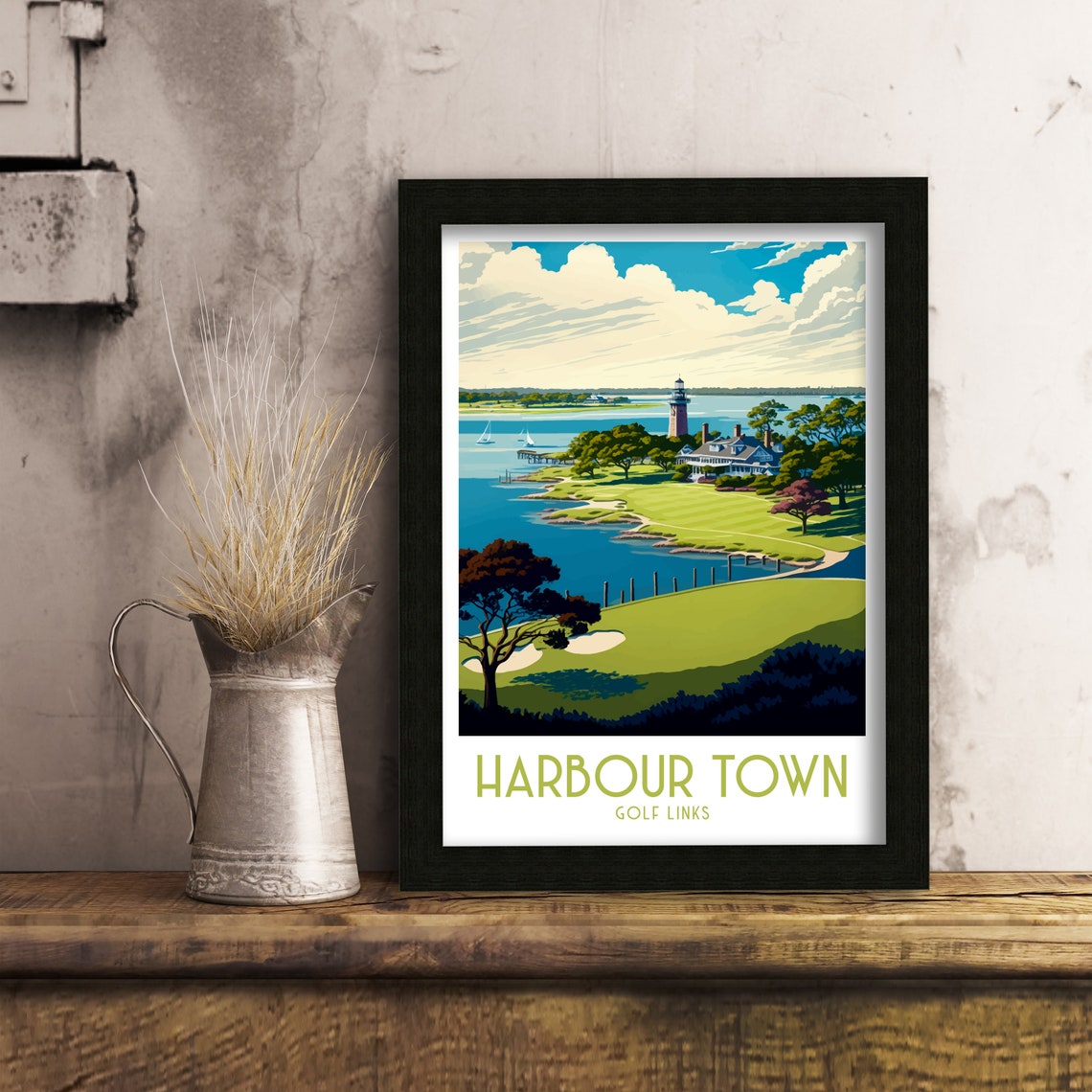 Harbour Town Golf Links Coastal Course Lighthouse Golf Travel Poster - Image 3