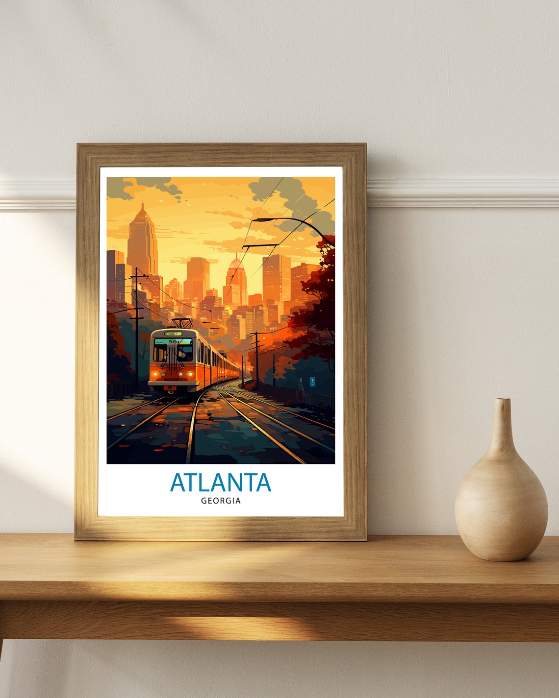 Atlanta Travel Print Atlanta Wall Art Atlanta Home Atlanta Illustration Travel Poster Georgia Gift Atlanta Skyline Atlanta Georgia - Image 2