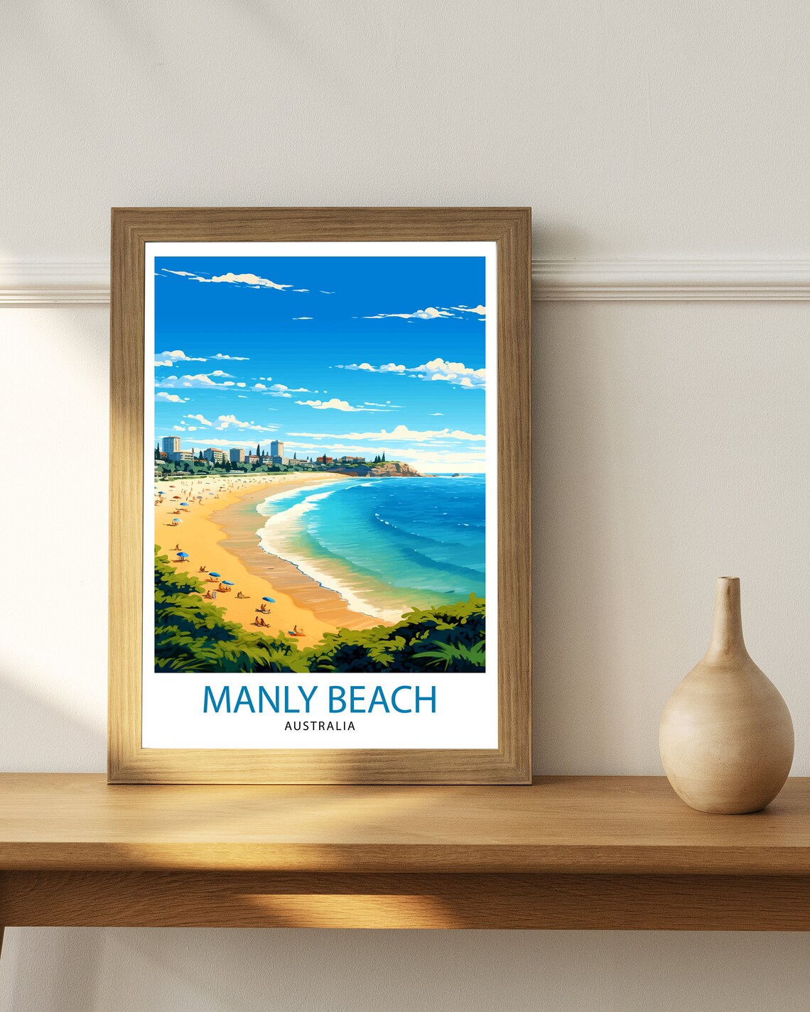 Manly Beach Australia Sydney Golden Sand Shoreline Travel Poster - Image 2