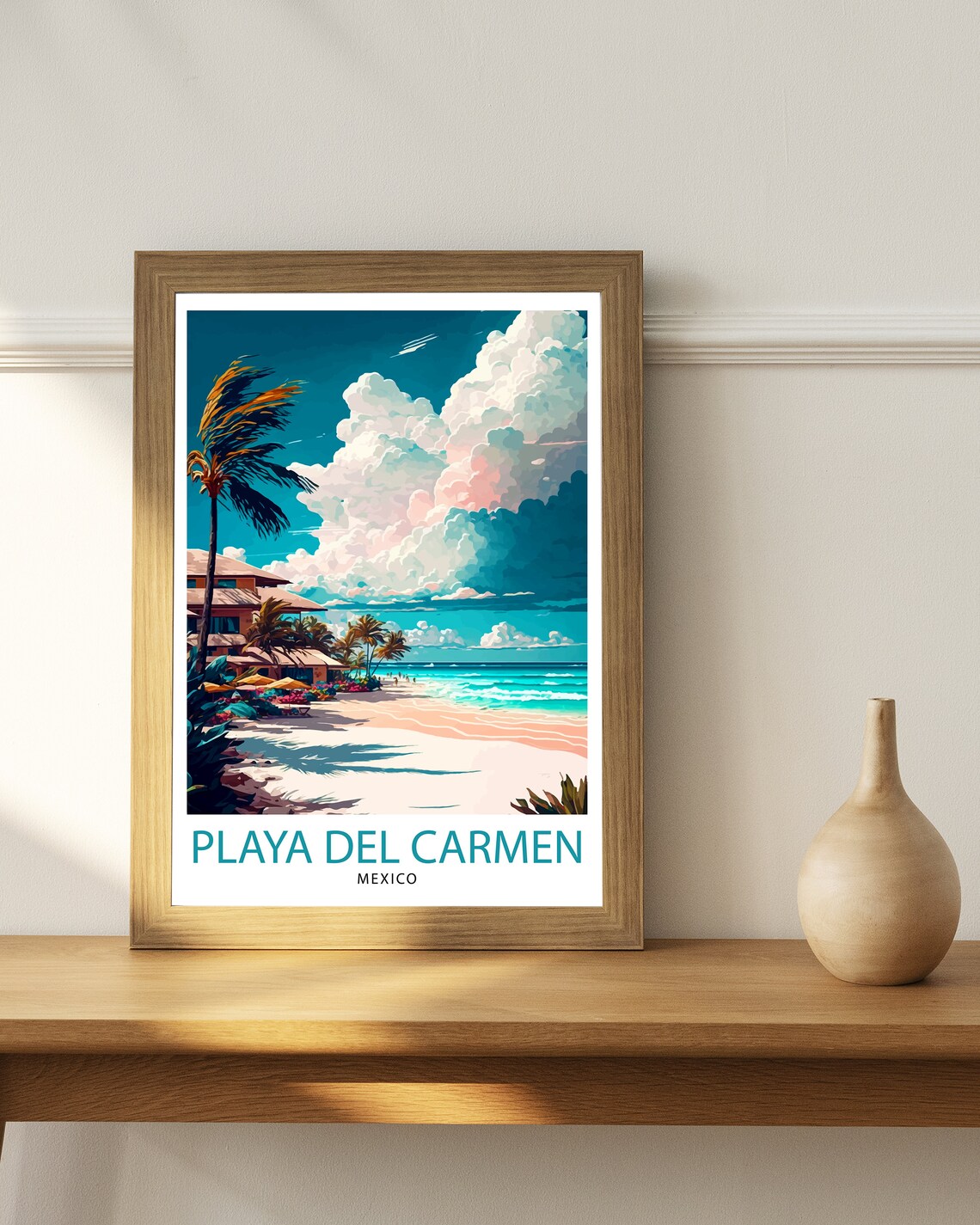 Playa del Carmen Mexico Tropical Sandy Beach Resort Travel Poster - Image 2