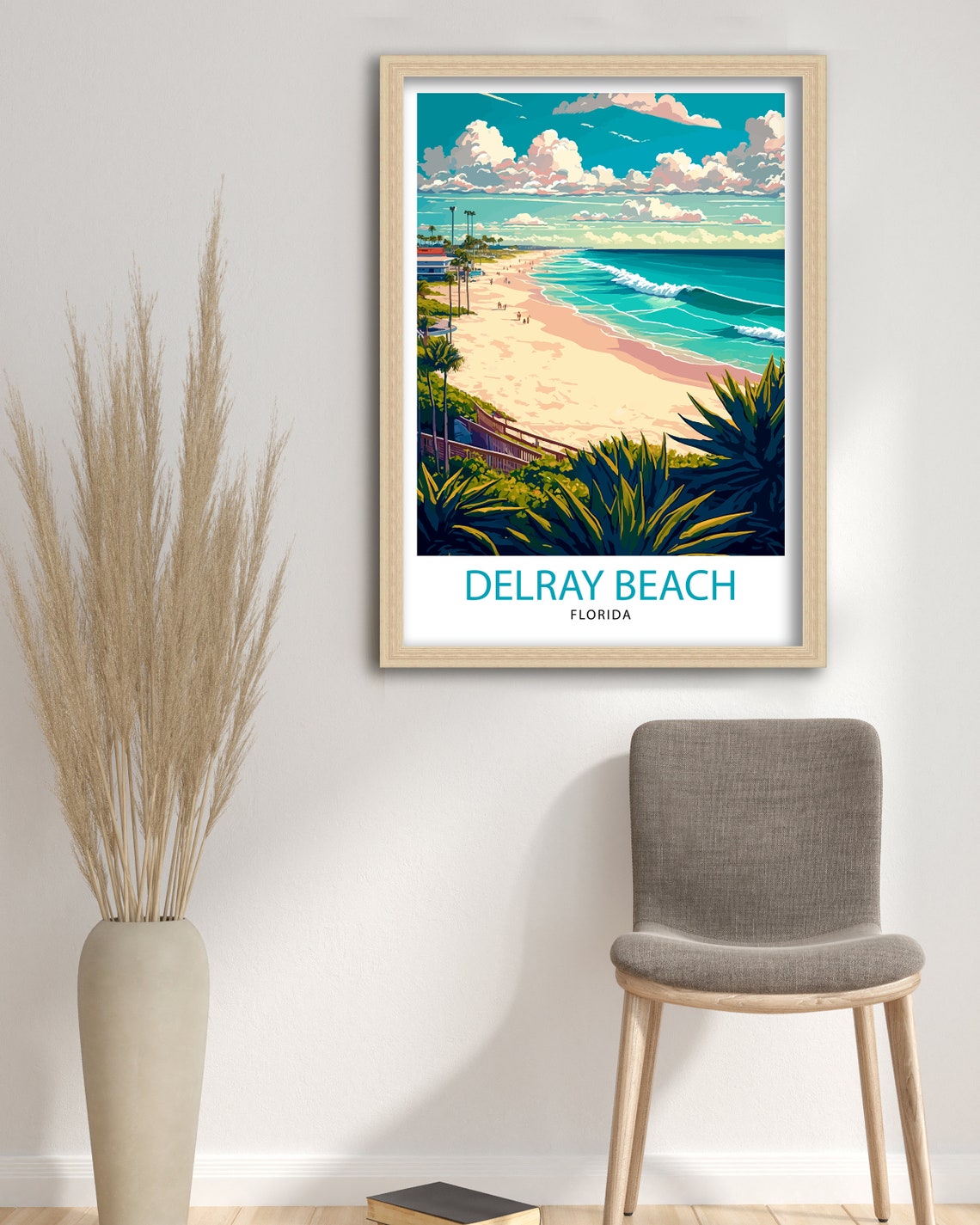 Delray Beach Florida Aerial Sandy Shore Ocean Waves Travel Poster - Image 3