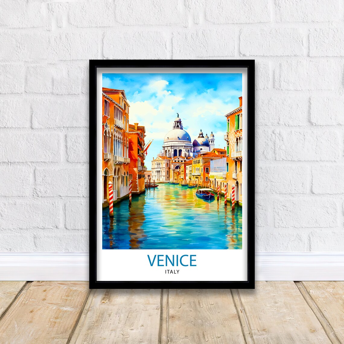 Venice Italy Grand Canal Watercolor Santa Maria Della Salute View Poster - Image 2