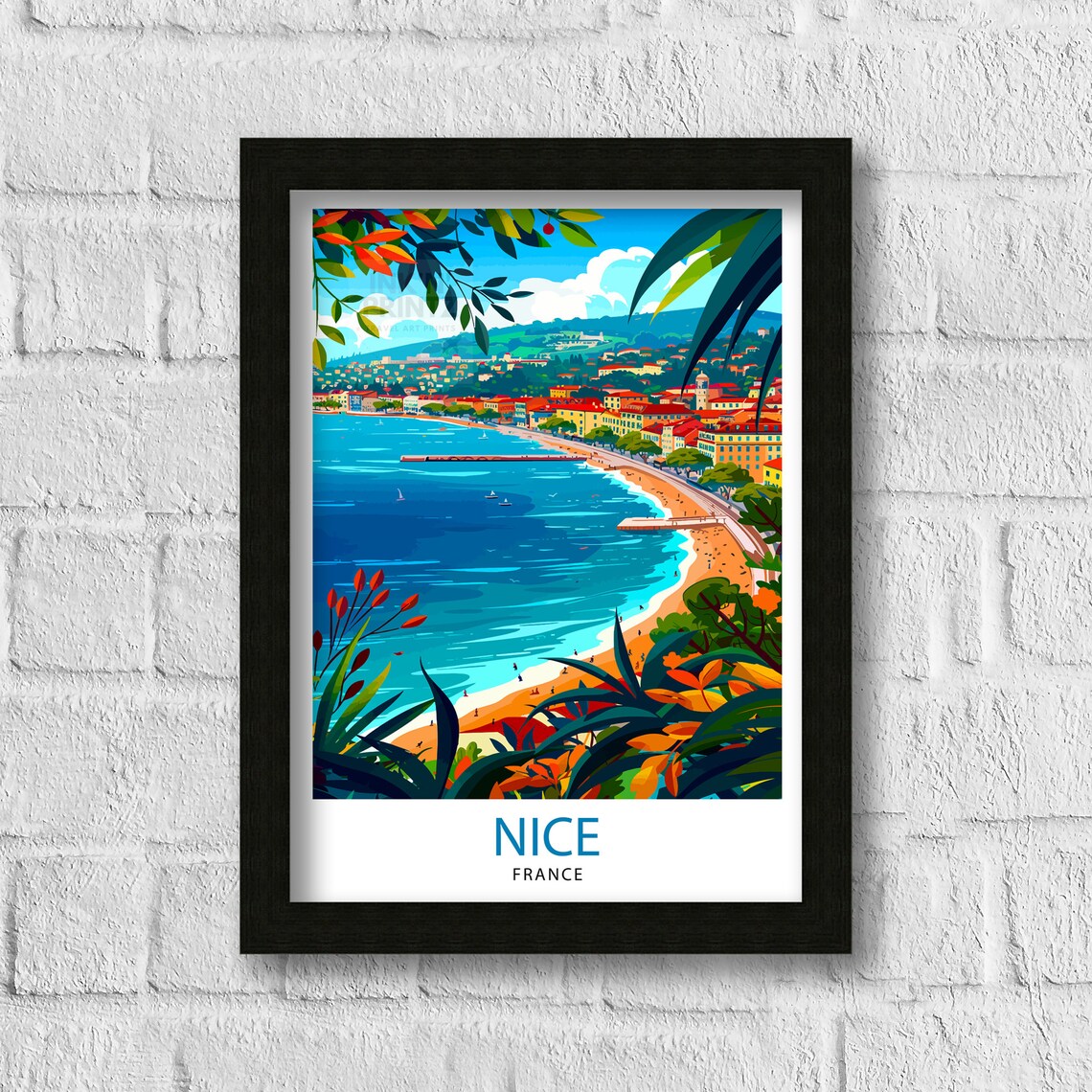 Nice France Illustration French Riviera Travel Poster - Image 3