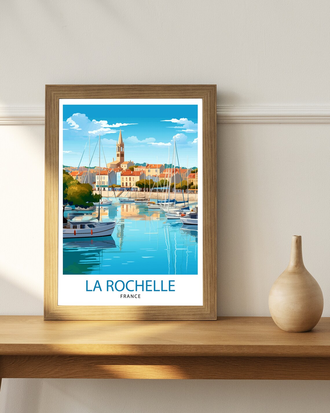 La Rochelle France Harbor Sailboats Church Tower Vintage Travel Poster - Image 3