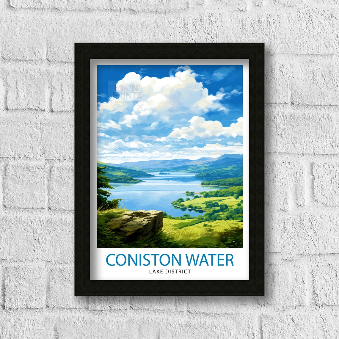 Coniston Water Travel Poster, Lake District Decor - Image 3