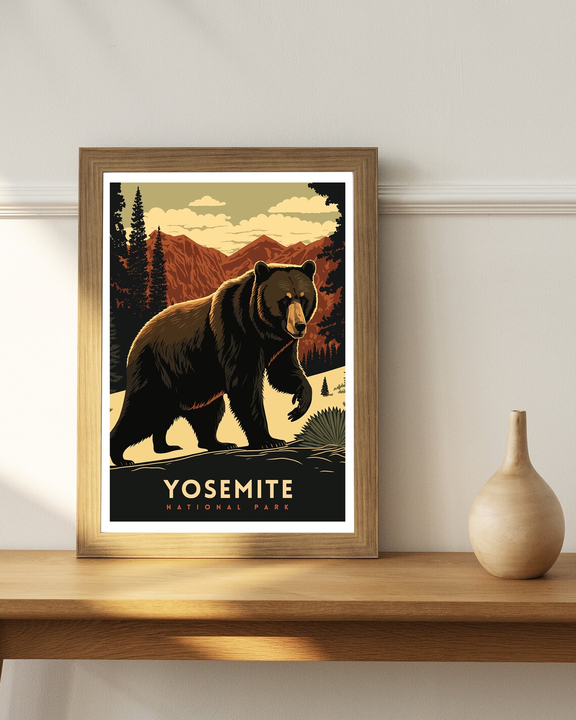 Yosemite National Park Bear Mountain Pine Forest Wildlife Poster - Image 3