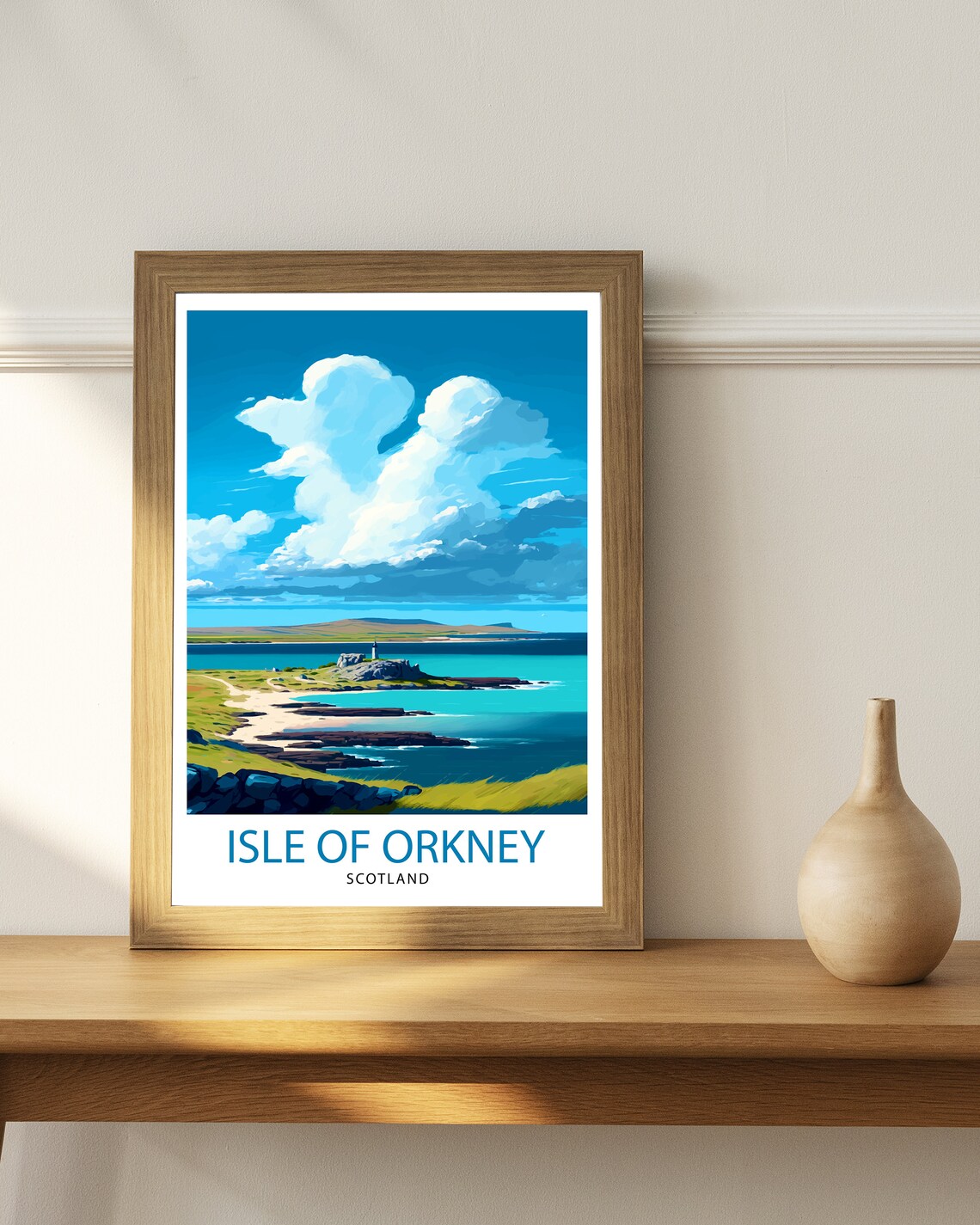 Isle of Orkney Scotland Lighthouse Rocky Shore Seascape Poster - Image 2