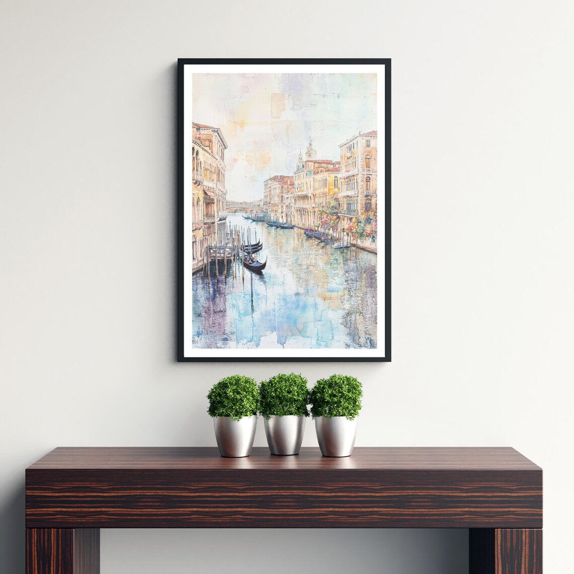Venice Italy Grand Canal Gondola Historic Buildings Watercolor Poster