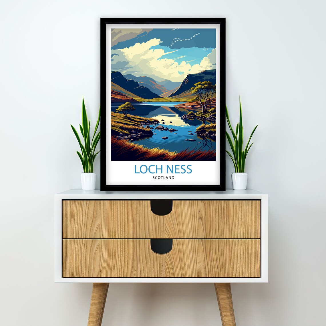 Loch Ness Scotland Travel Poster, Landscape Illustration - Image 2