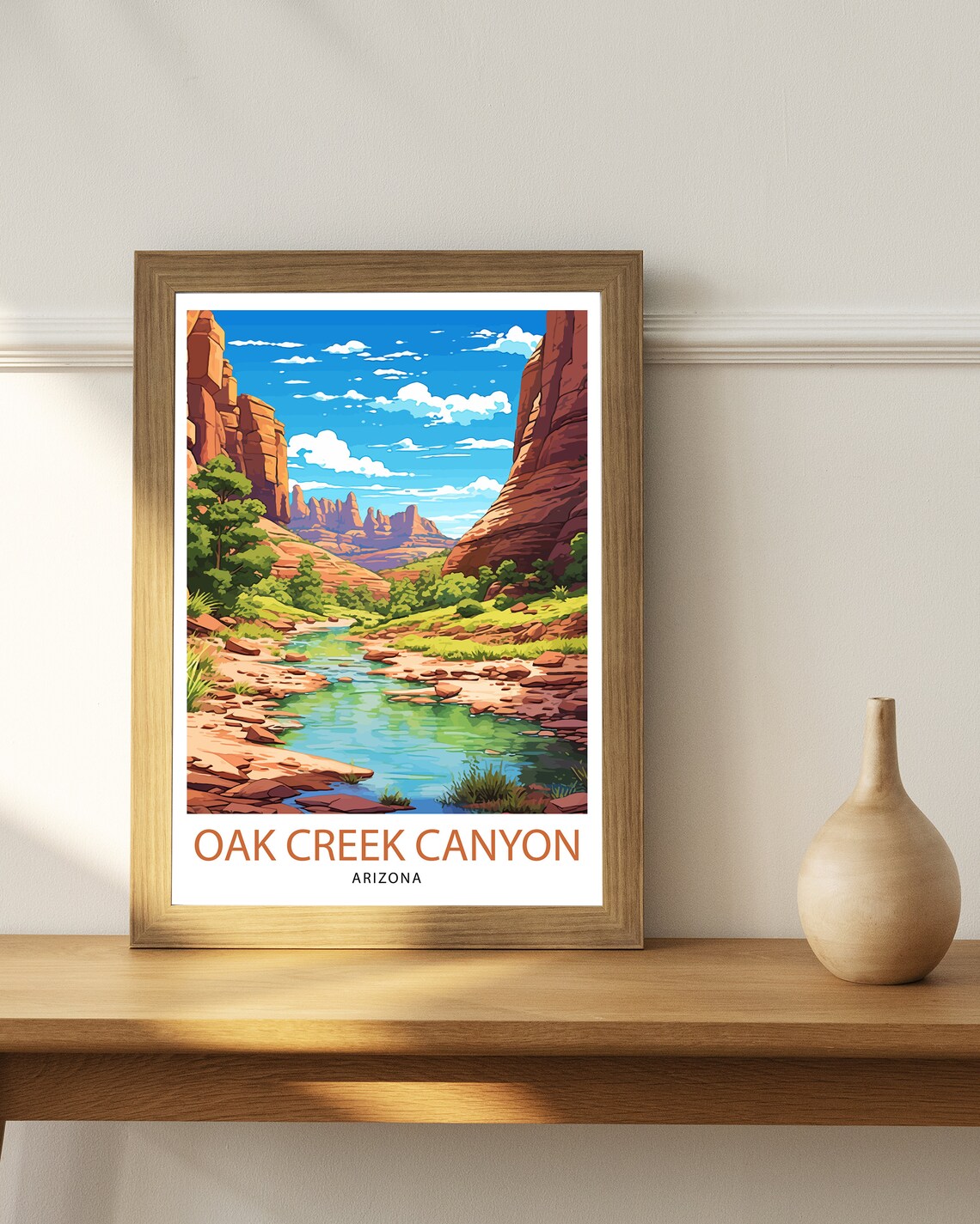Oak Creek Canyon Arizona Red Rock Creek Vintage Travel Poster - Image 2