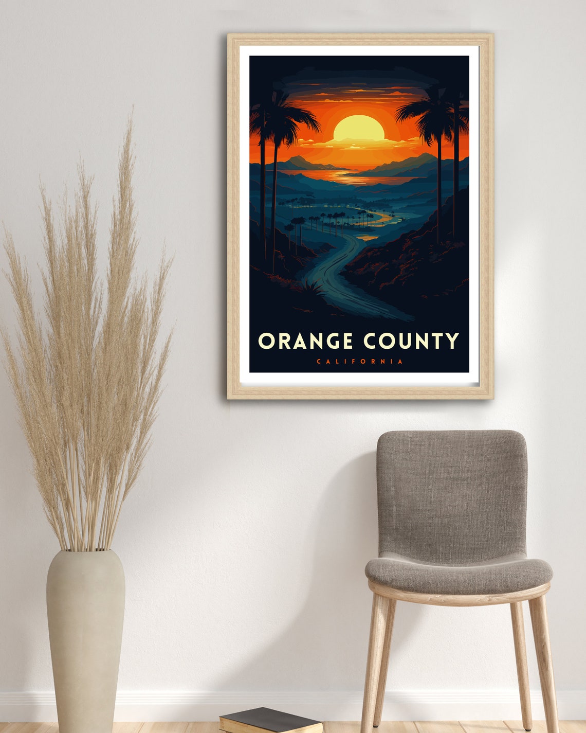 Orange County California Dramatic Sunset River Valley Travel Poster - Image 3