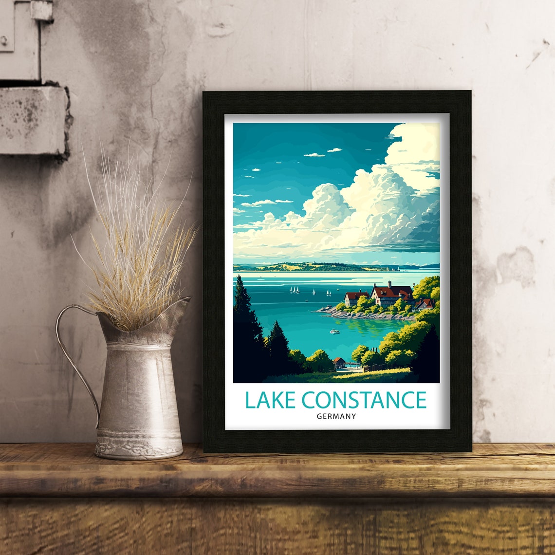 Lake Constance Germany Shoreline Sailboats Summer Day Poster - Image 3