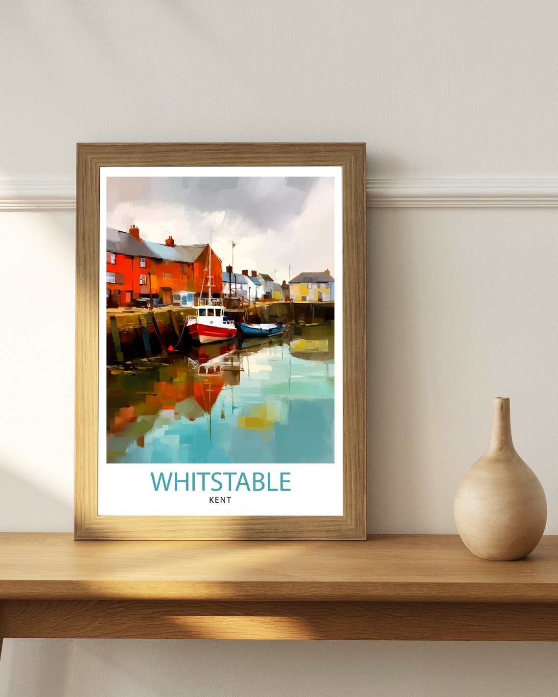 Whitstable Kent Working Harbour Fishing Boats Quayside Poster - Image 3