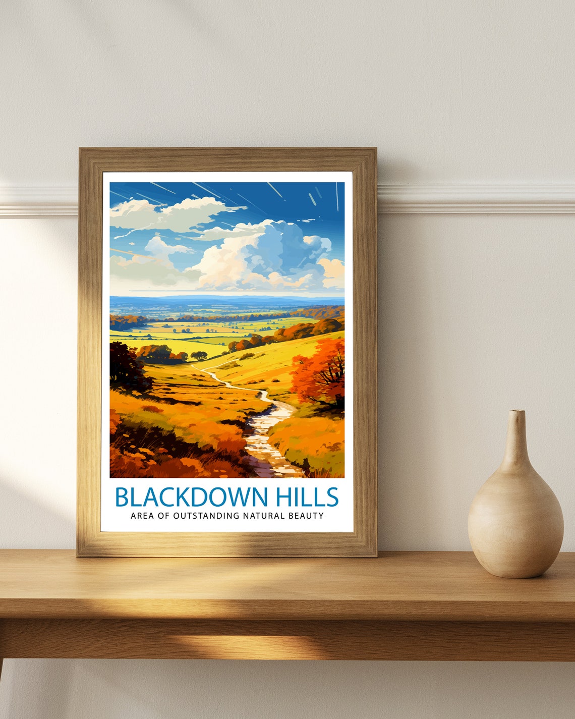 Blackdown Hills AONB Autumn Valley Stream Landscape Art Poster - Image 3