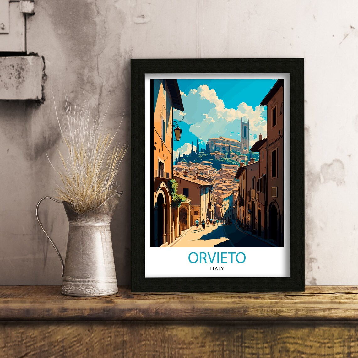 Orvieto Italy Travel Poster, Cityscape Illustration - Image 3