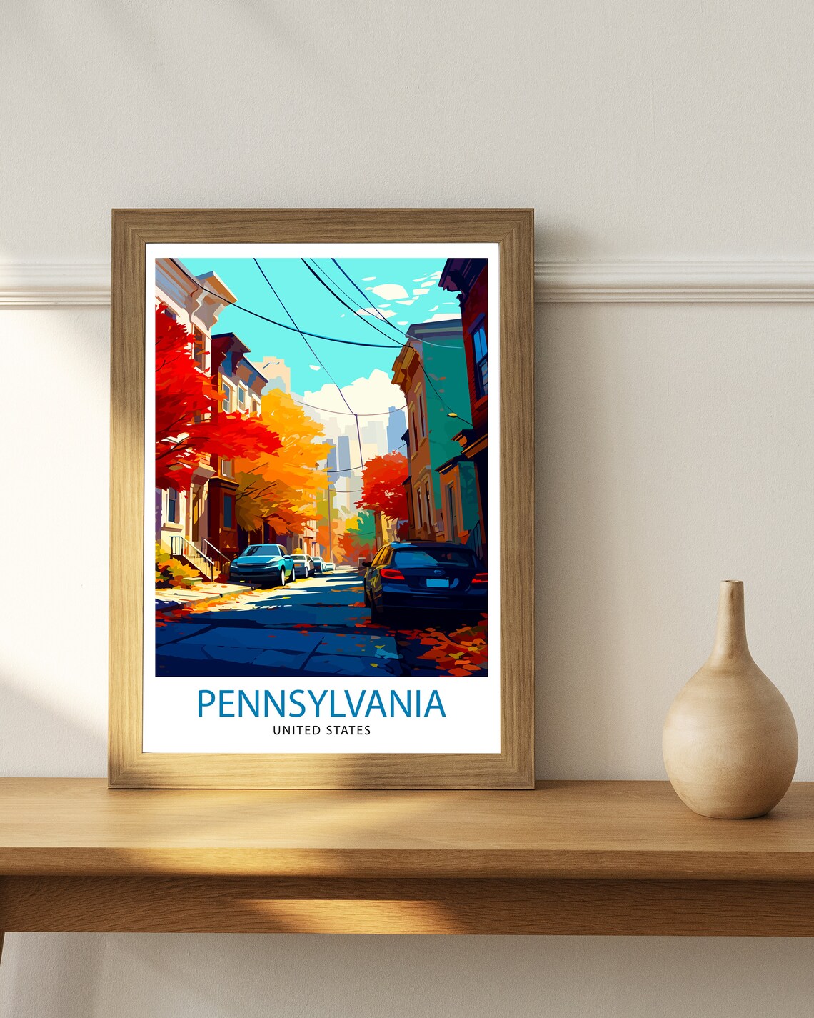 Pennsylvania Autumn Street Fall Foliage Vintage Travel Poster - Image 2