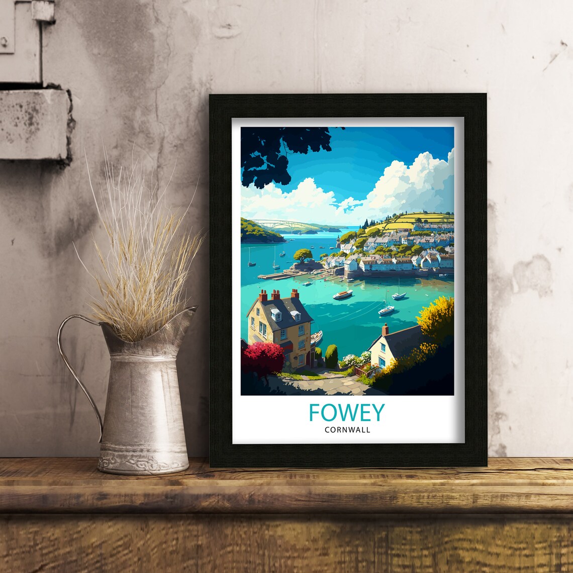 Fowey Cornwall Travel Poster, Cornwall Wall Decor - Image 3