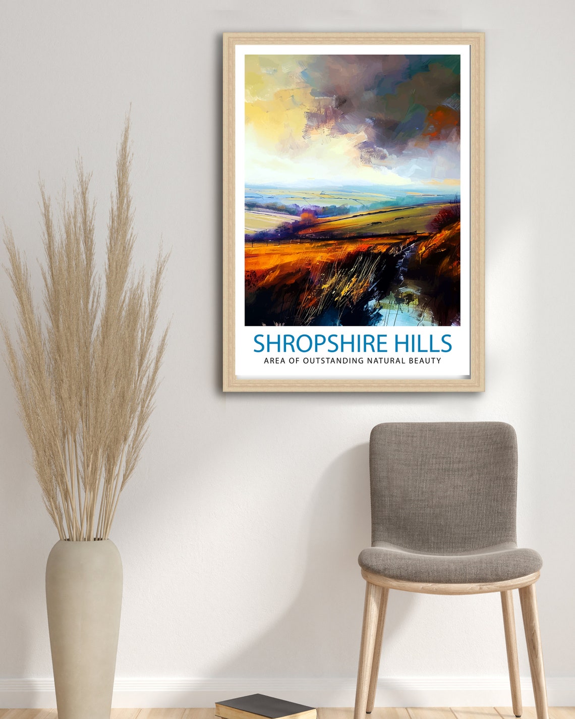 Shropshire Hills AONB Moody Countryside Sunset Landscape Poster - Image 2