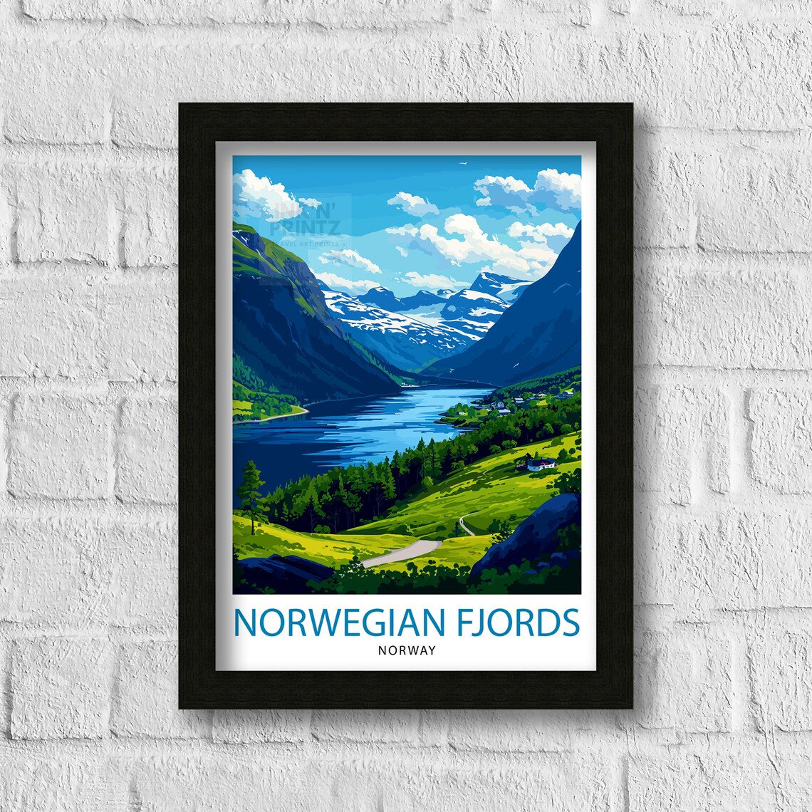 Norwegian Fjords Travel Poster, Nordic Landscape - Image 3