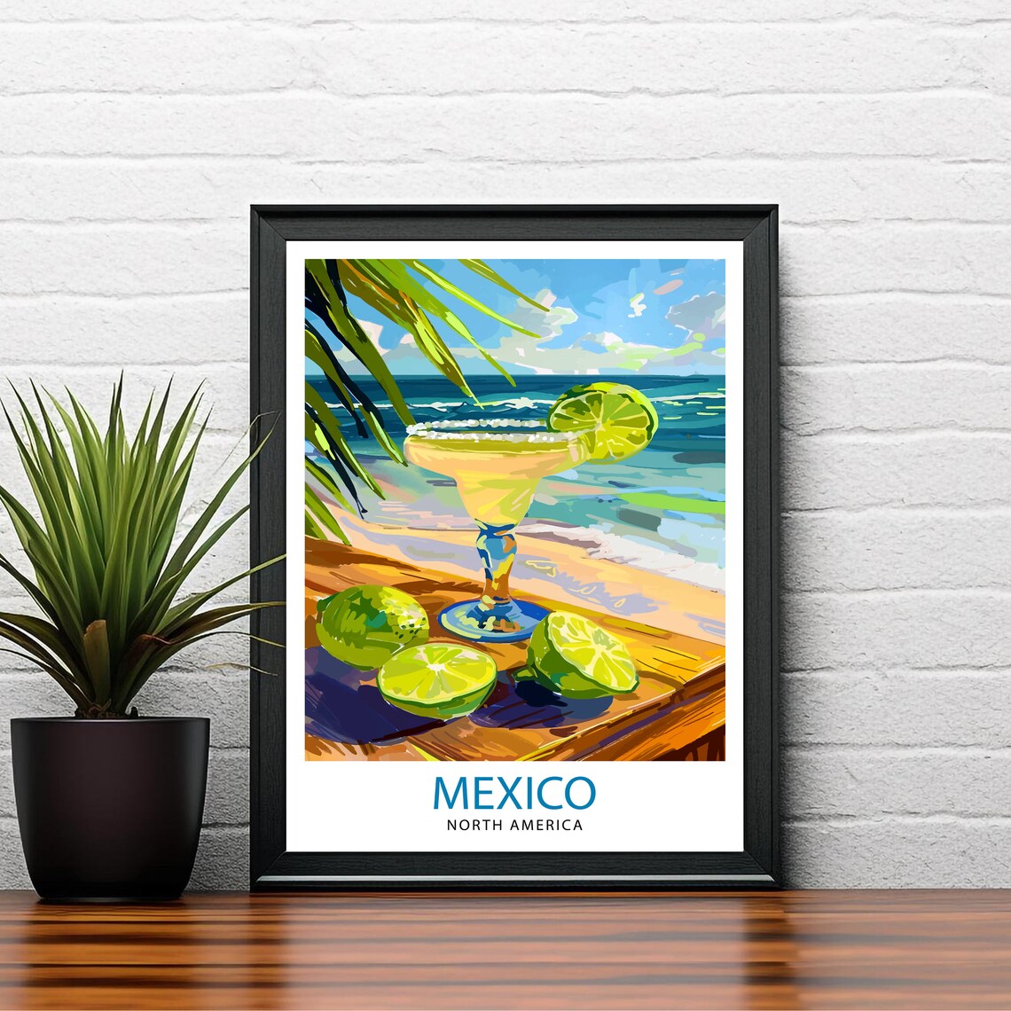 Mexico North America Margarita Beach Cocktail Travel Art Poster - Image 2
