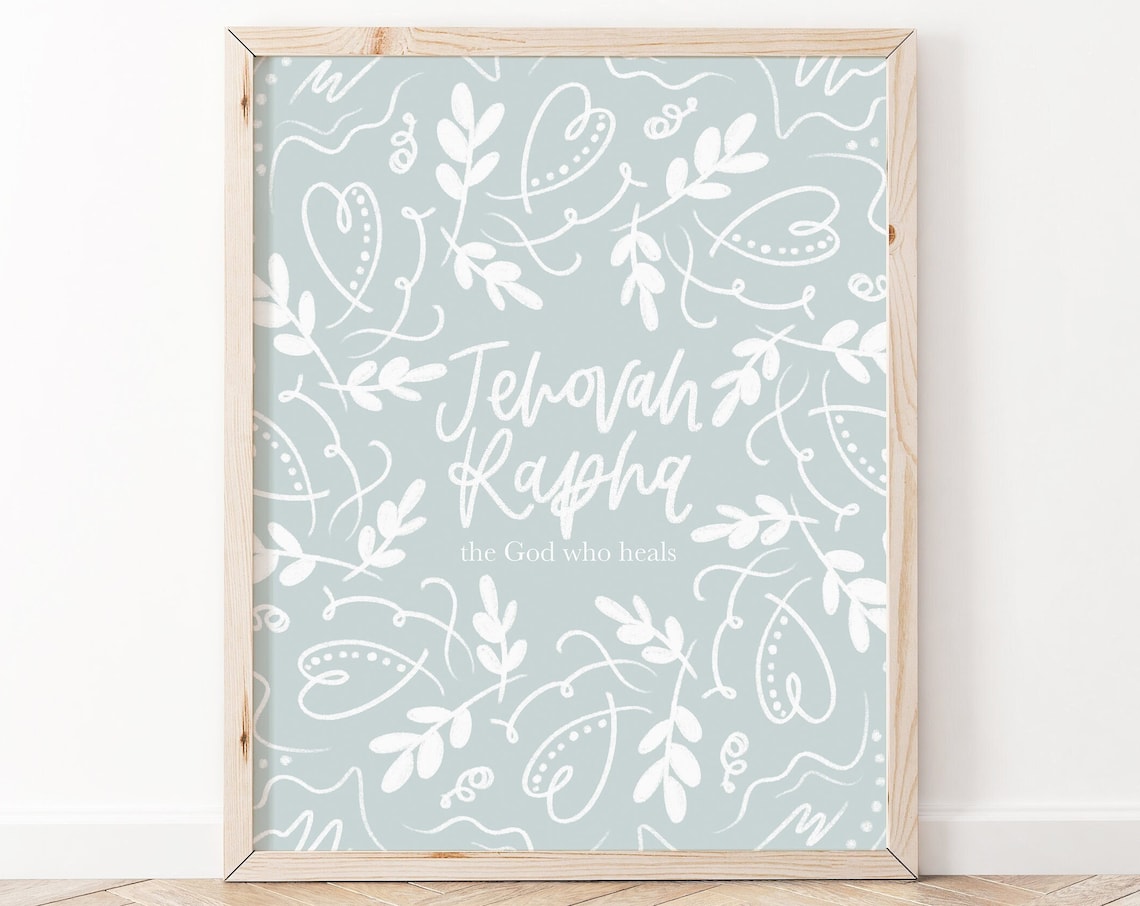 Jehovah Rapha The God Who Heals Sage Botanical Christian Poster