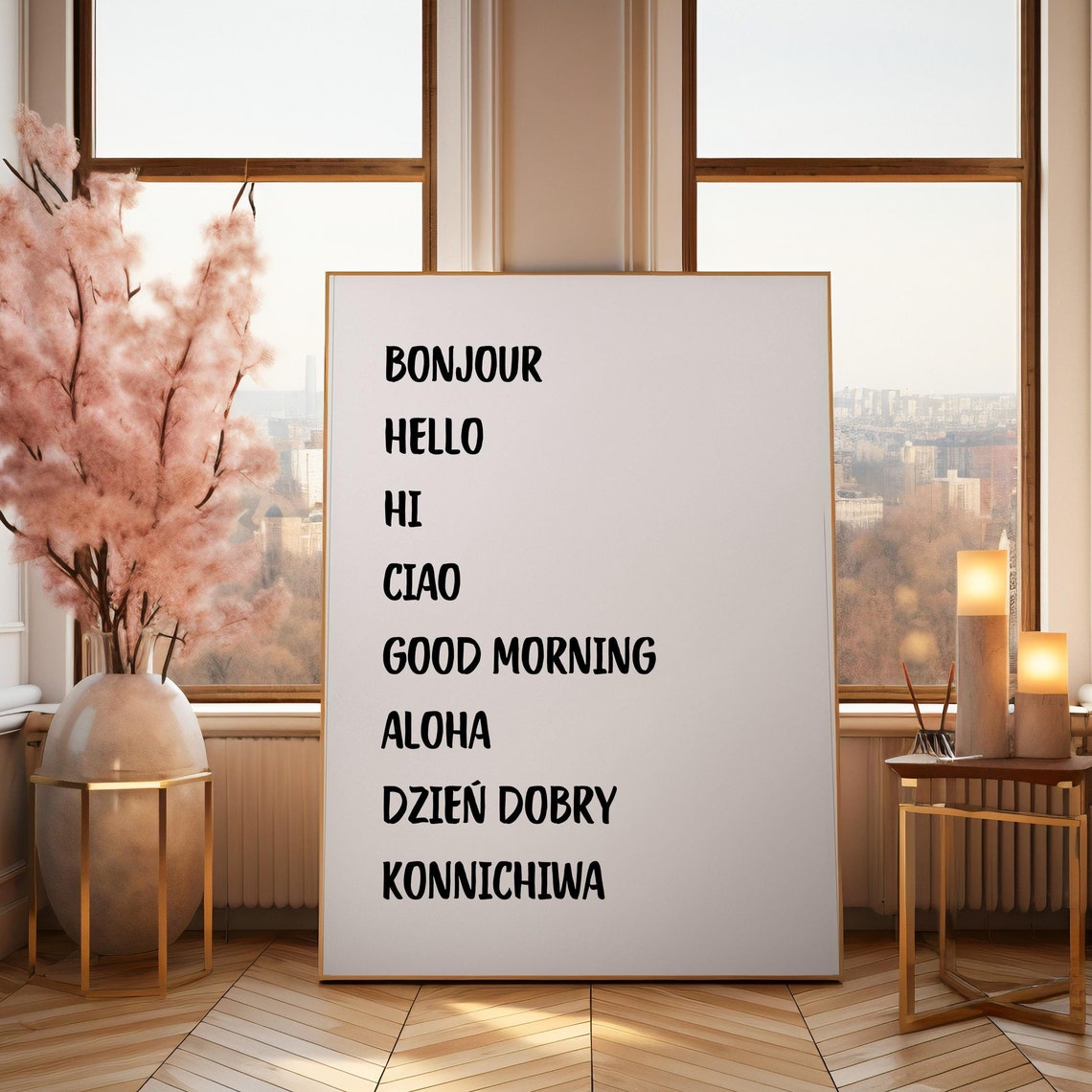 Hello In Many Languages Entryway Welcome Typography Greetings Poster