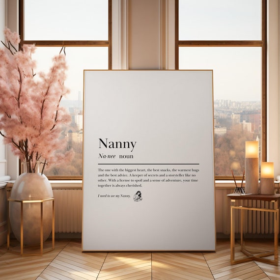 Nanny Definition Dictionary Style Keepsake Gift Typography Print