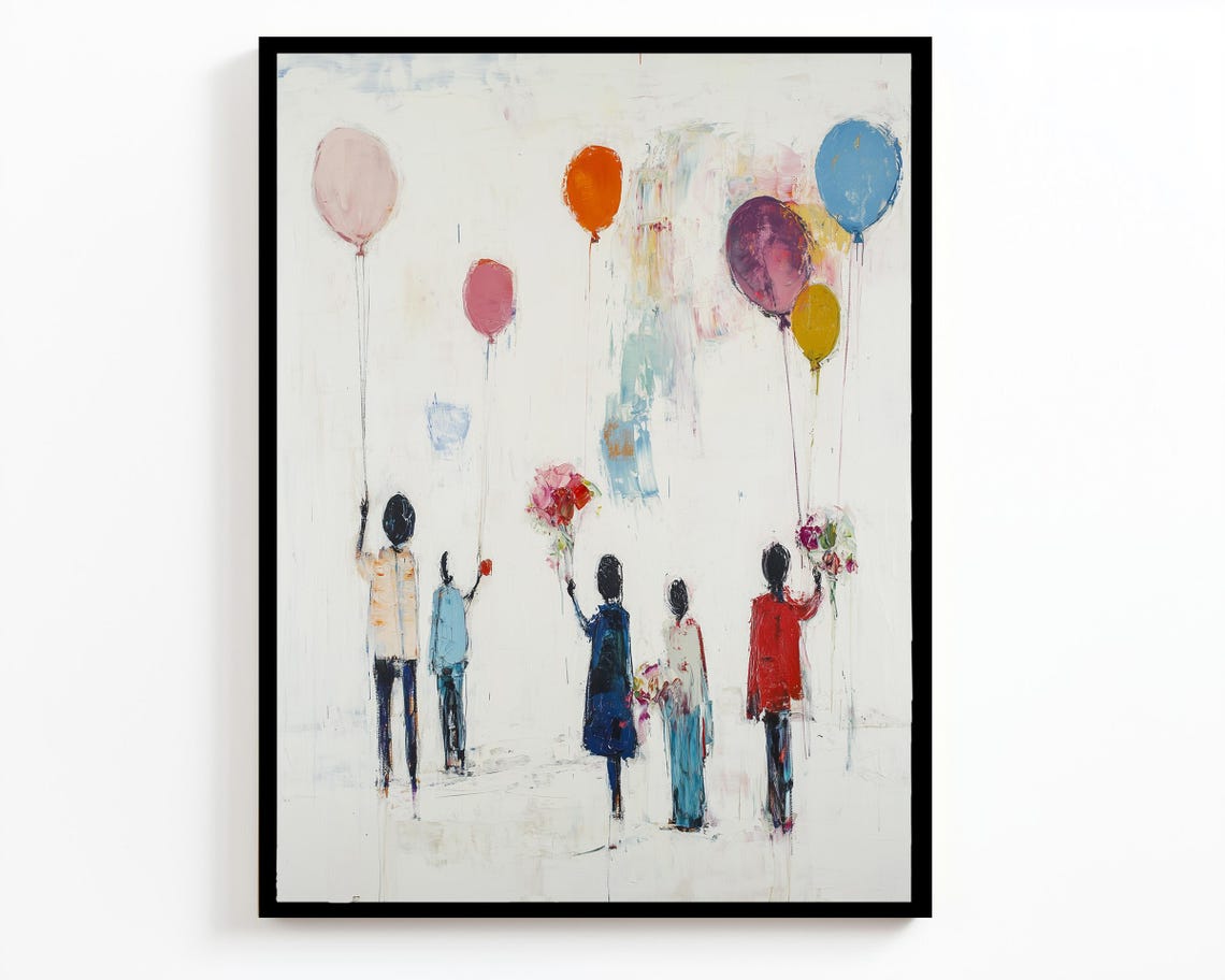 Balloon People Abstract Minimalist Kids Room Nursery Colorful Poster - Image 4