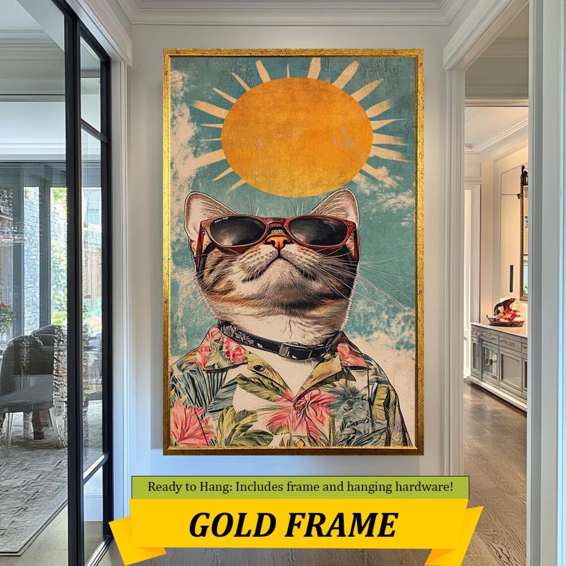 Retro Cool Cat Sunglasses Hawaiian Shirt Sun Vintage Pop Art Poster - Image 5
