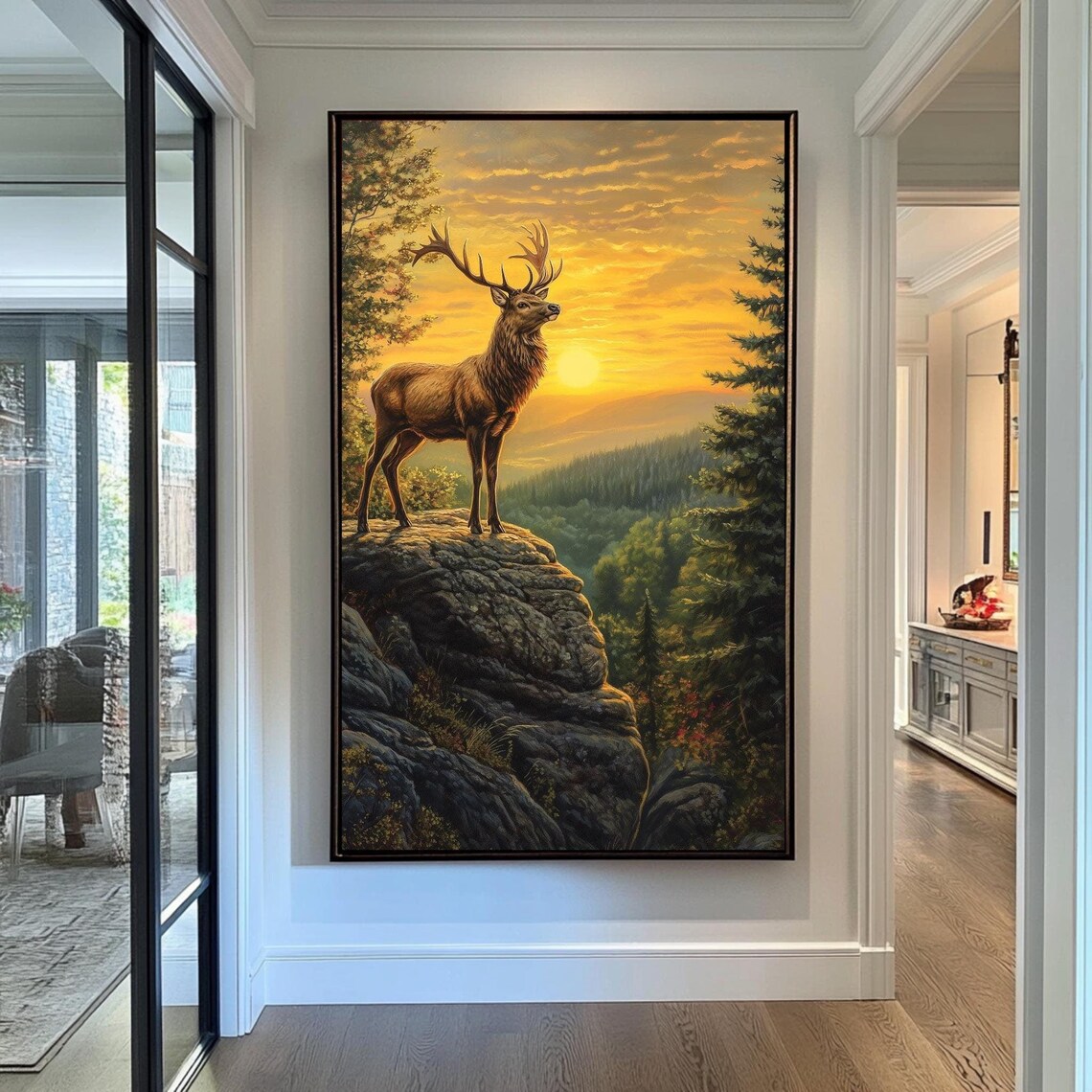 Majestic Elk Sunset Mountain Rocky Cliff Scenic Wildlife Nature Poster