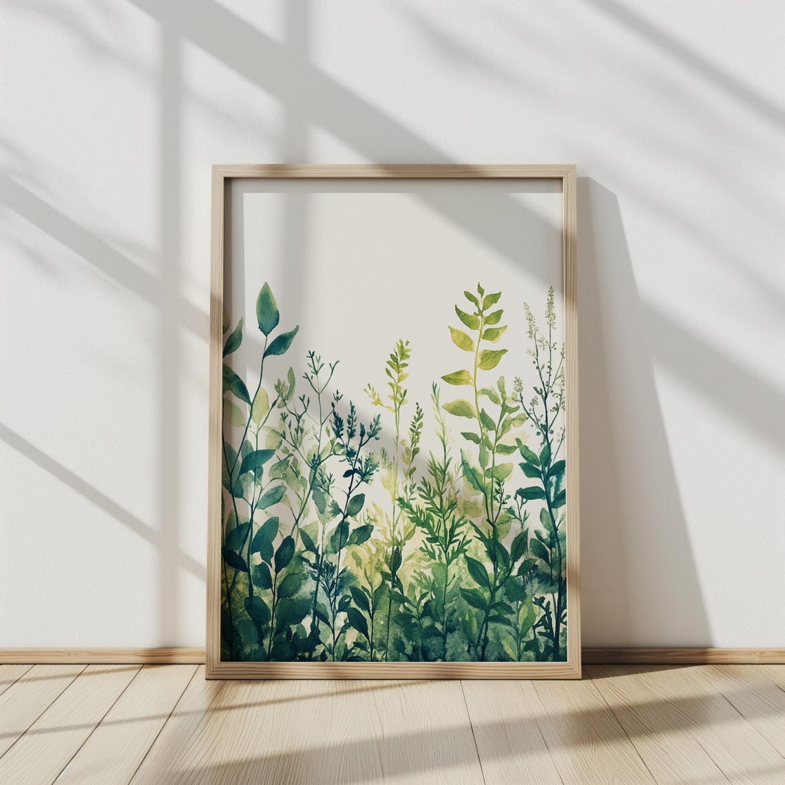 Green Watercolor Botanical Leaves Minimalist Fresh Art Print - Image 2