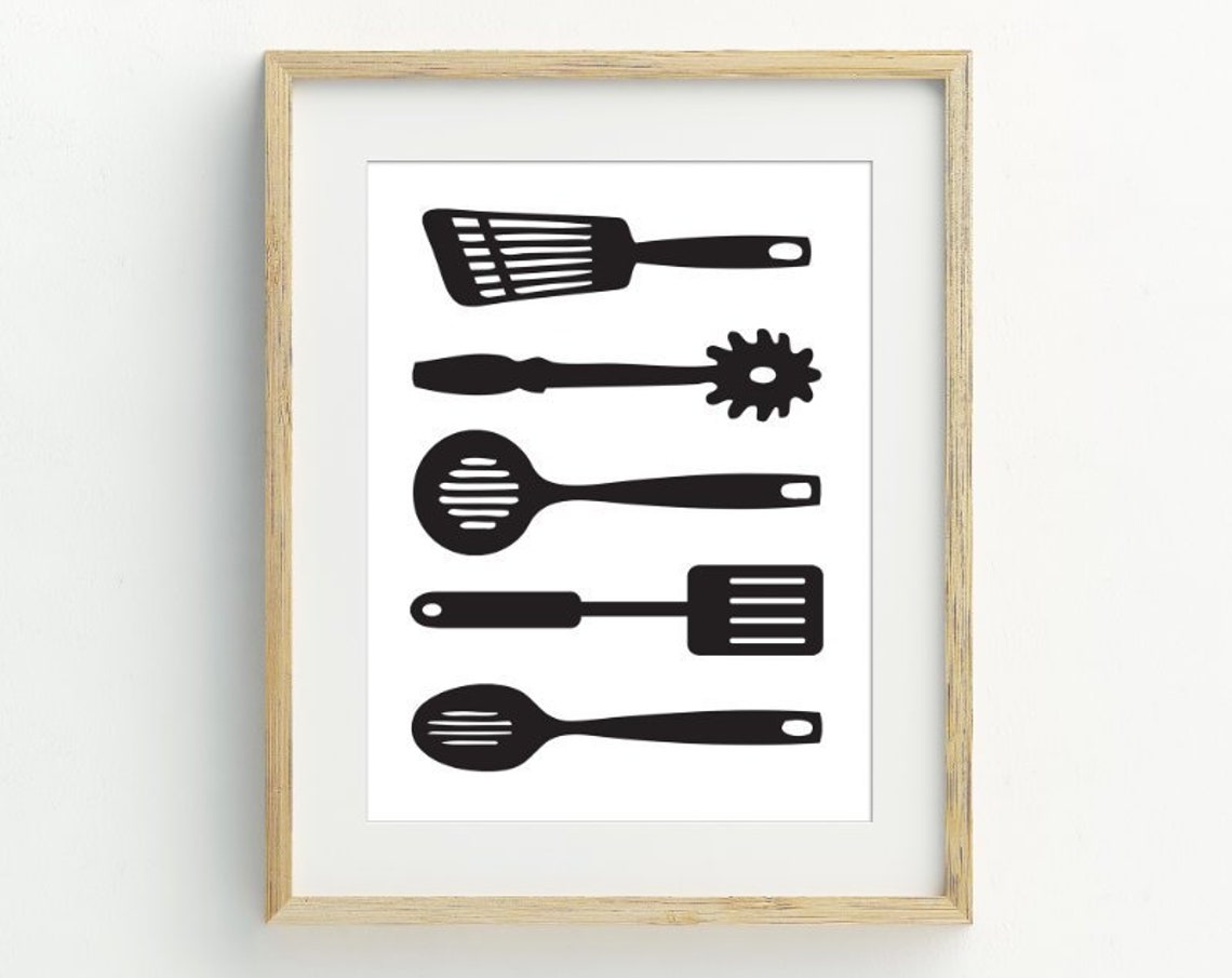Utensils Art Print, Kitchen Minimalist