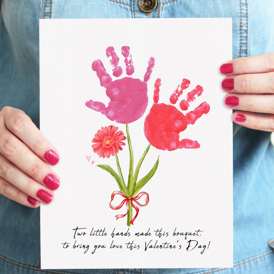 Valentine Handprint Bouquet, Parent Gift Art Print - Image 3