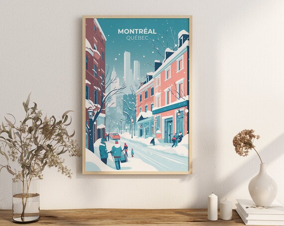 Print Plateau Montroyal Poster Montreal Snowy Streets Wall Decor Winter Cityscape Art Canada Montral