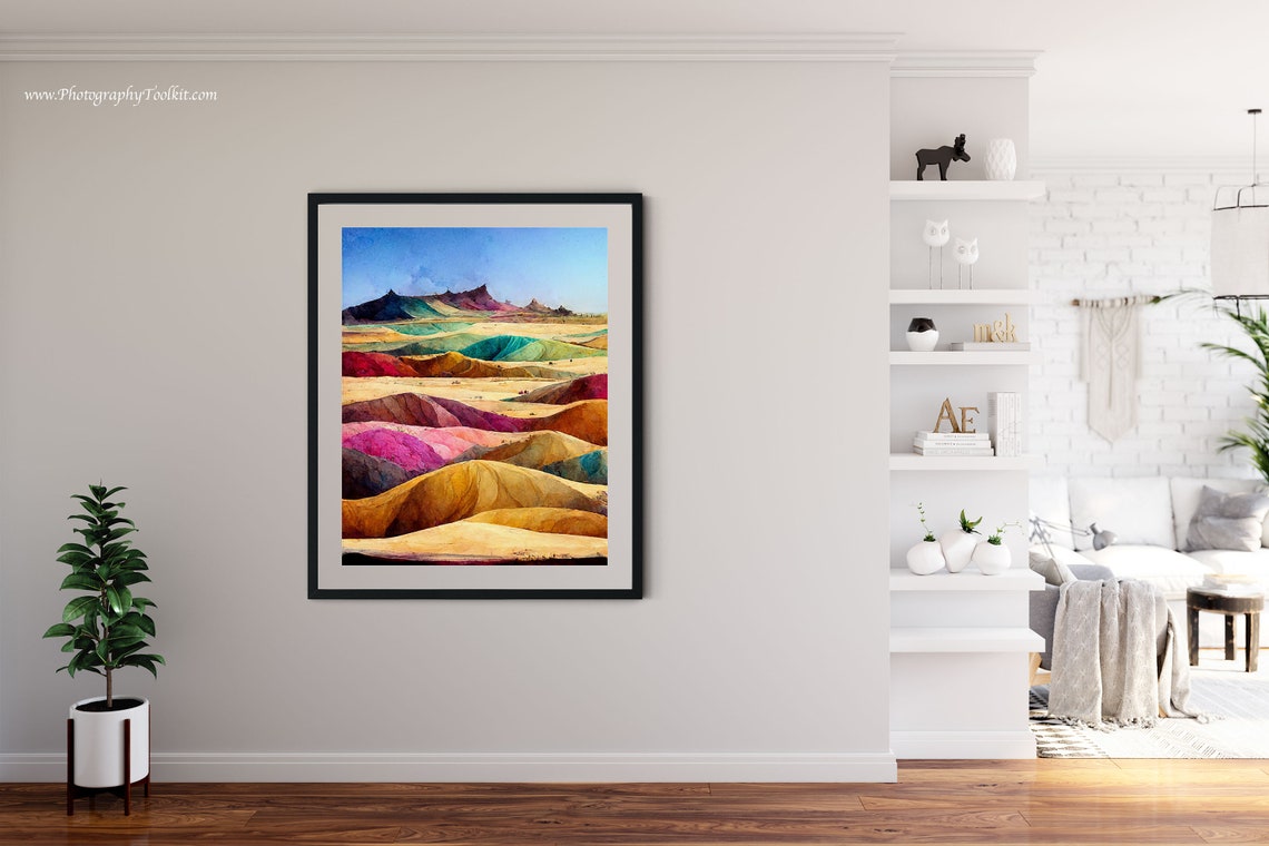 Painted Desert Rainbow Badlands Hills Scenic Watercolor Poster - Image 4