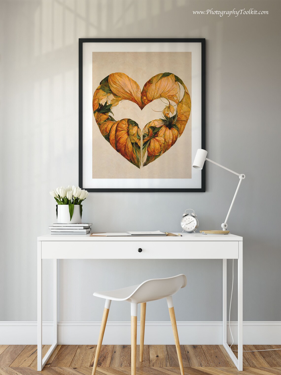 Thanksgiving Leaf Heart Autumn Foliage Golden Fall Seasonal Decor Print - Image 2