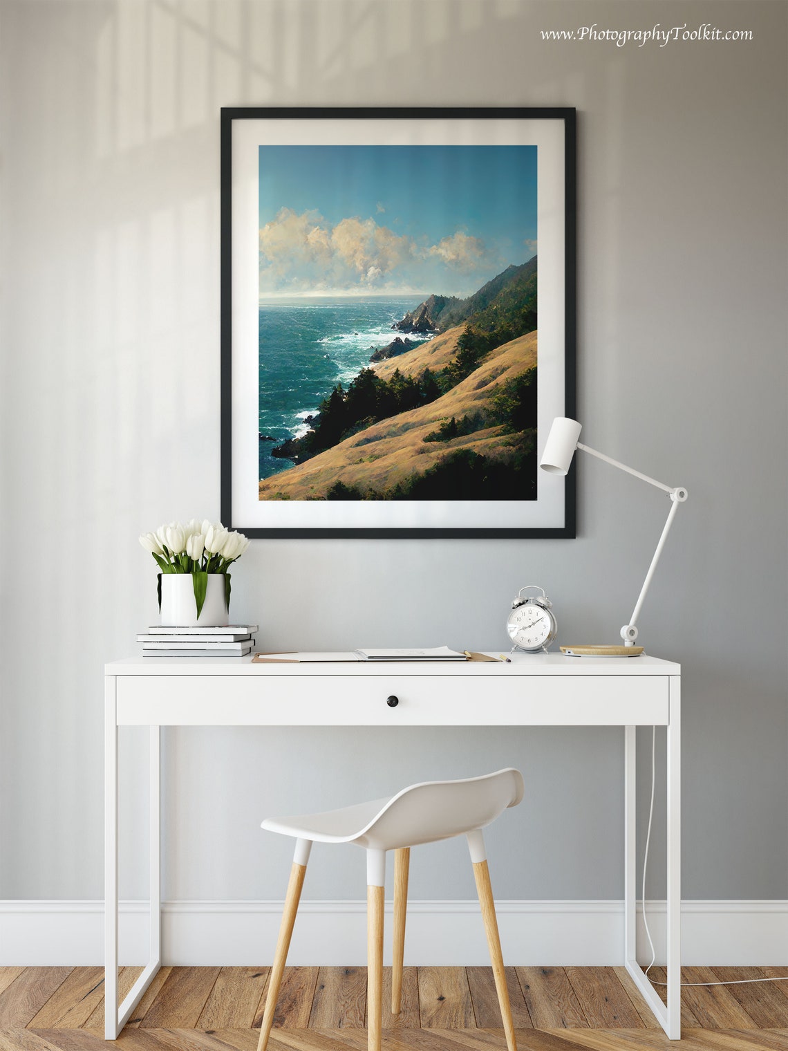 Big Sur Golden Bluffs Pine Trees Blue Ocean Dramatic Coastal Print - Image 2