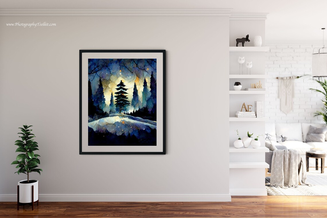 Winter Landscape Art Print, Snowy Pine Trees - Image 4