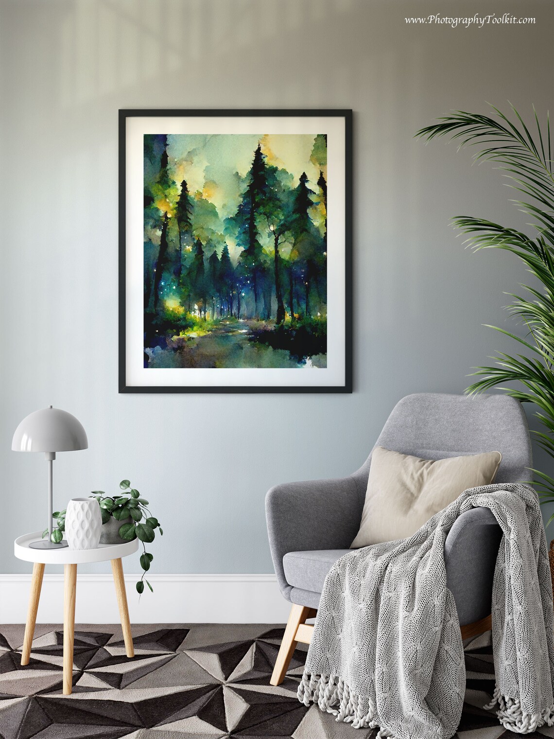 Starry Night In The Forest, Watercolor Art Print - Image 6