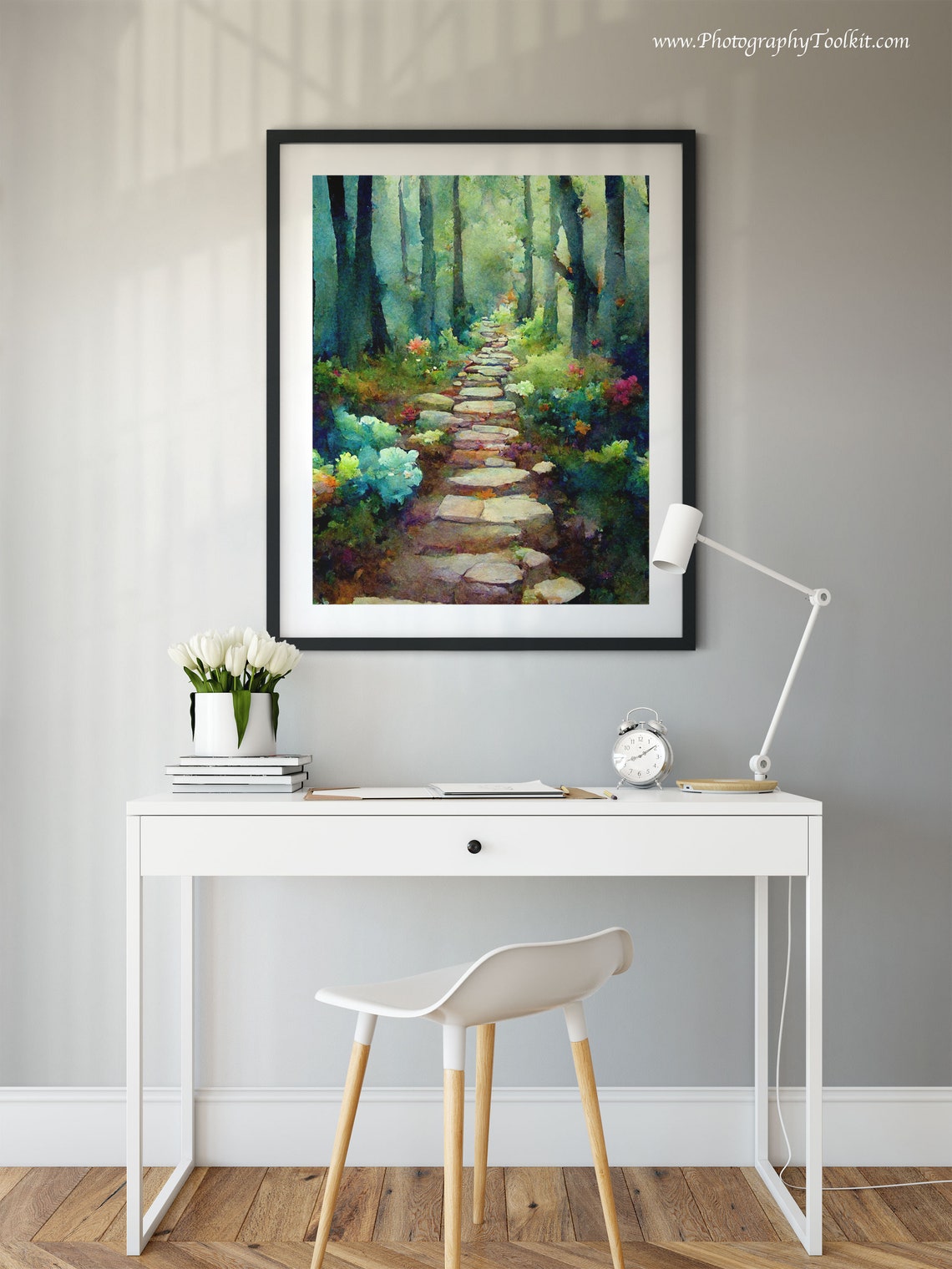 Forest Path Print Tree Wall Art Forest Print Adventure Art Print Forest Watercolor Forest Wall Art Sycamore Path Print Wilderness Art - Image 2